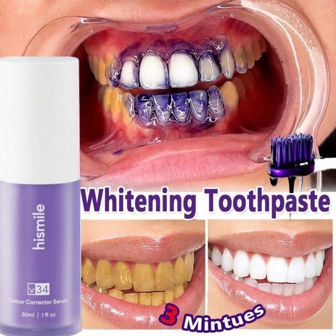 hi smileV34 colour corrector serum - Teeth whitening purple toothpaste 30ml