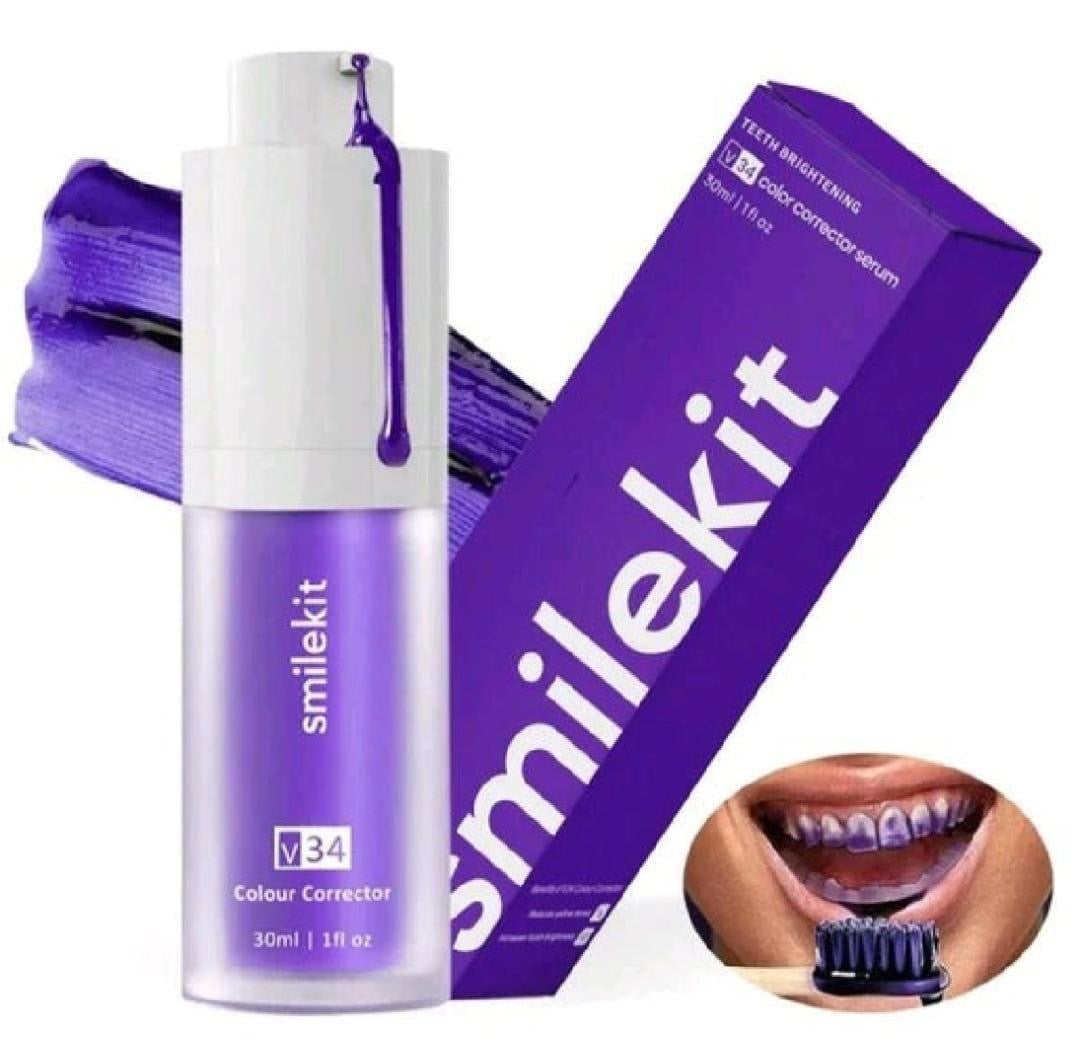 hi smileV34 colour corrector serum - Teeth whitening purple toothpaste 30ml