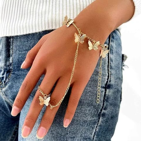 Beautiful Butterfly Hand Charm Extended Bracelet For Girls