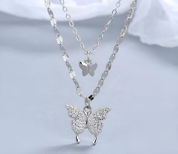 Korean Double Layer Pendent Butterfly With Diamonds