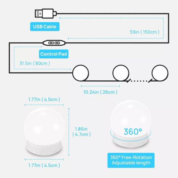 Vanity Mirror Lights (10 Dimmable Light Bulbs)